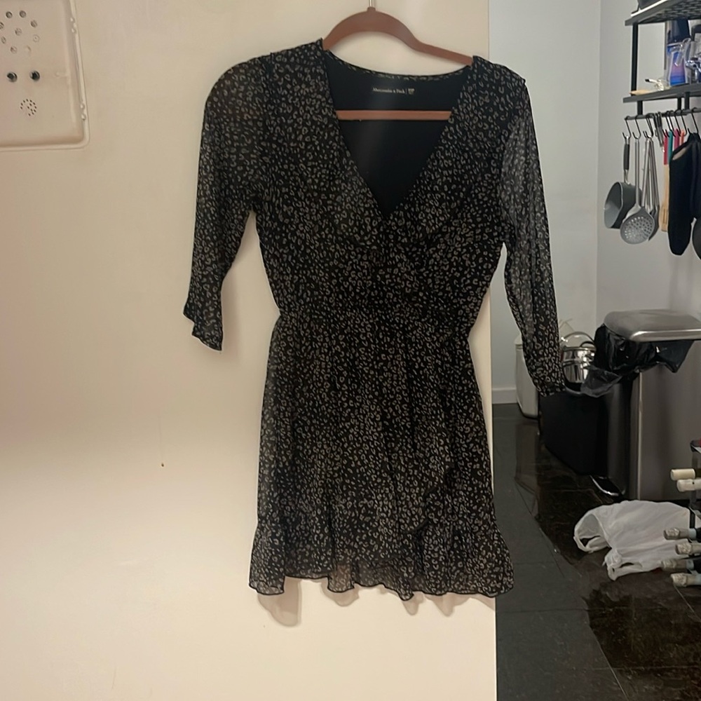 Abercrombie & Fitch Leopard Print Black Dress - XSP